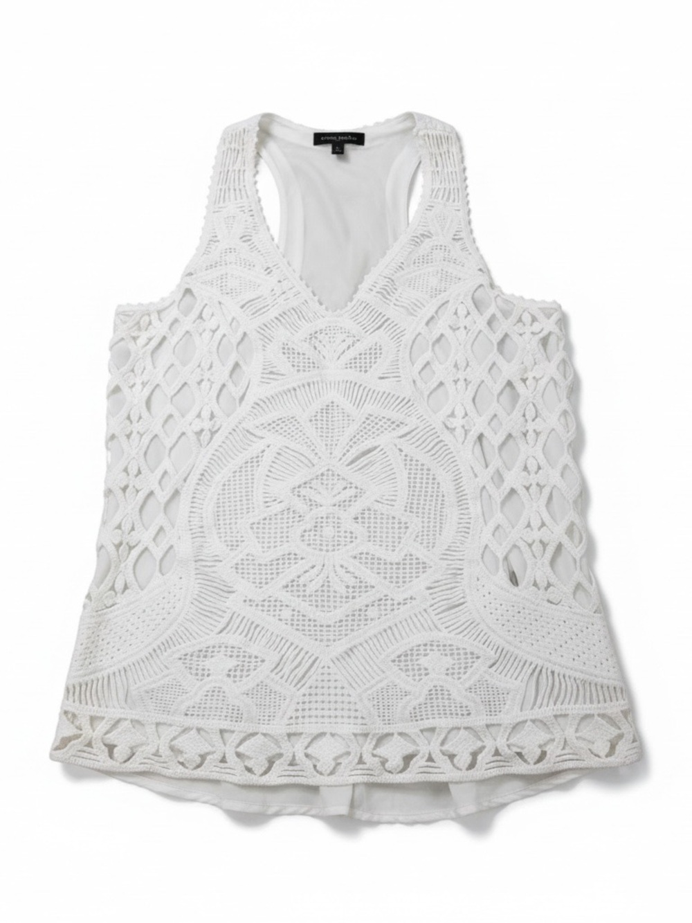 Banana Republic White Crochet-Trim Tank